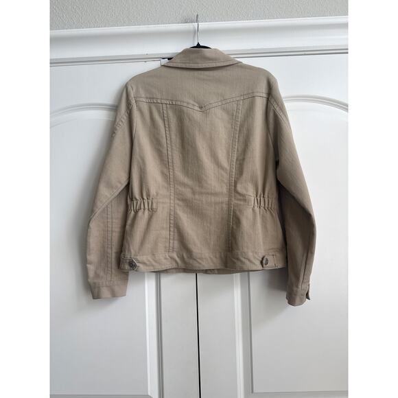 Dress Barn Size Med. Khaki Stretchy Denim Button Down  Cotton Blend Jacket - Picture 7 of 7